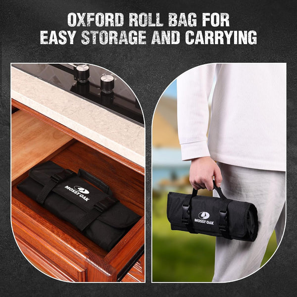 Mossy Oak Butcher Knife Set with Oxford Roll Bag, 3-Piece8