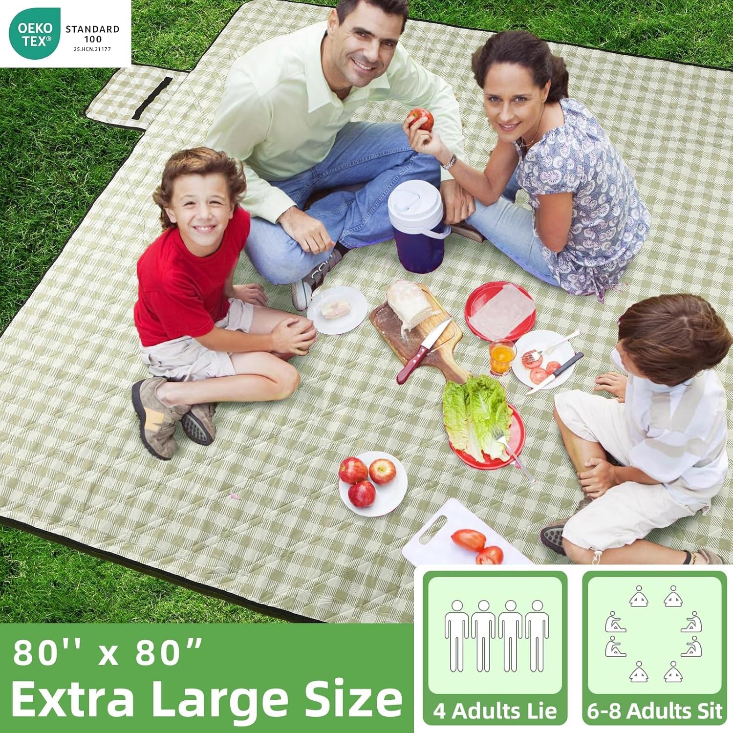 extra-large-picnic-outdoor-blanket-80x80-waterproof-foldable-blankets-gingham-picnic-mat-for-beach-camping-grass-lawn-park-accessories-cute-couple-gifts-ideas-wedding-registrygreen-white