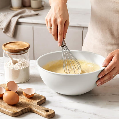 BPA Free Plastic round Mixing Bowl with Lids, 12 Pack Nesting Bowls with Lids Set, Microwave and Dishwasher Safe Prep & Serving Bowls Great for Mixing, Baking, Serving (White, 12Pcs)9