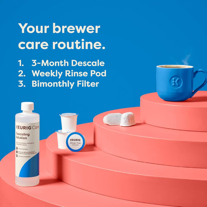 3-Month Brewer Maintenance Kit Includes Descaling Solution, Water Filter Cartridges & Rinse Pods, Compatible Classic/1.0 & 2.0 K-Cup Coffee Makers, 7 Count3