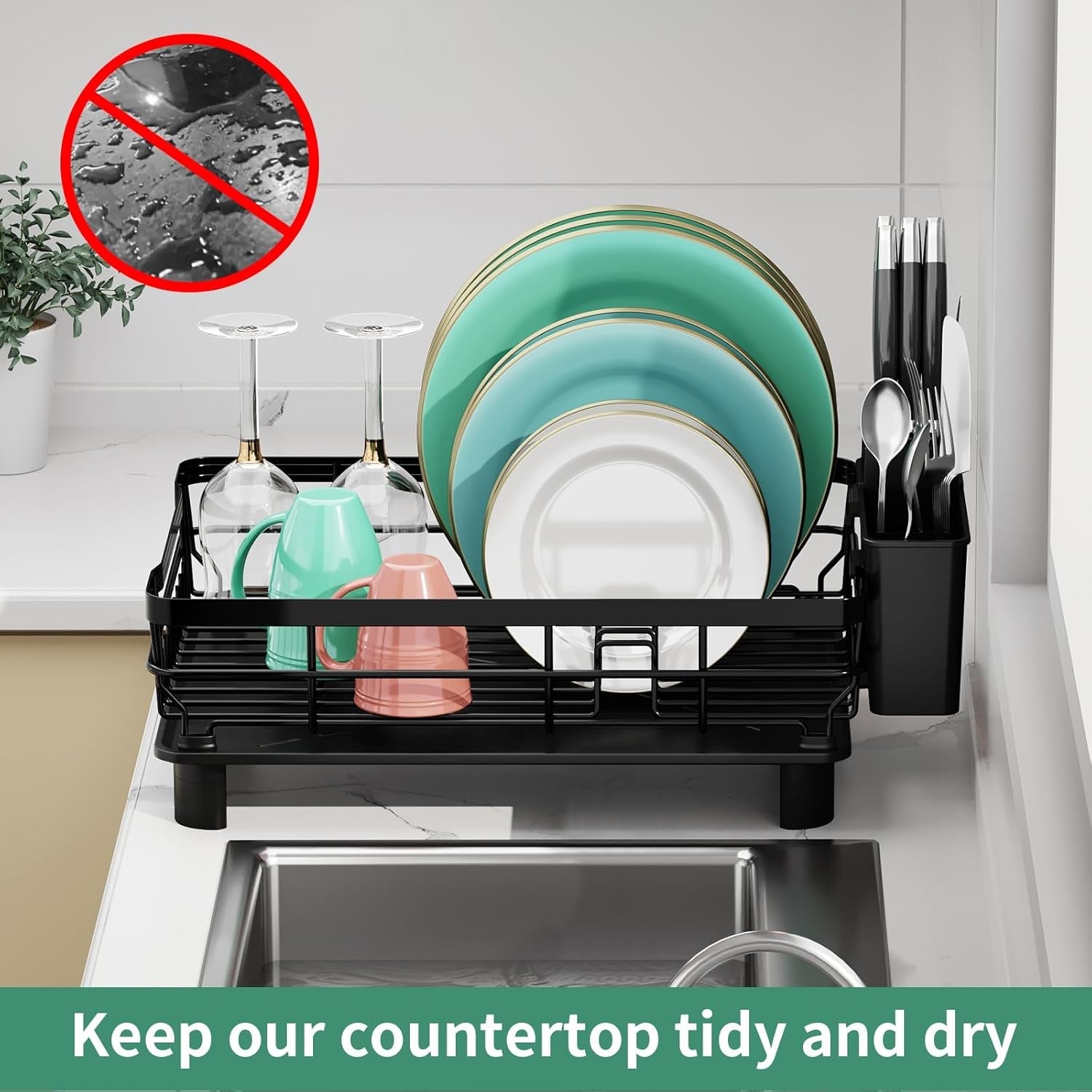 dish-drying-rack-with-drainboard-for-kitchen-counter-black