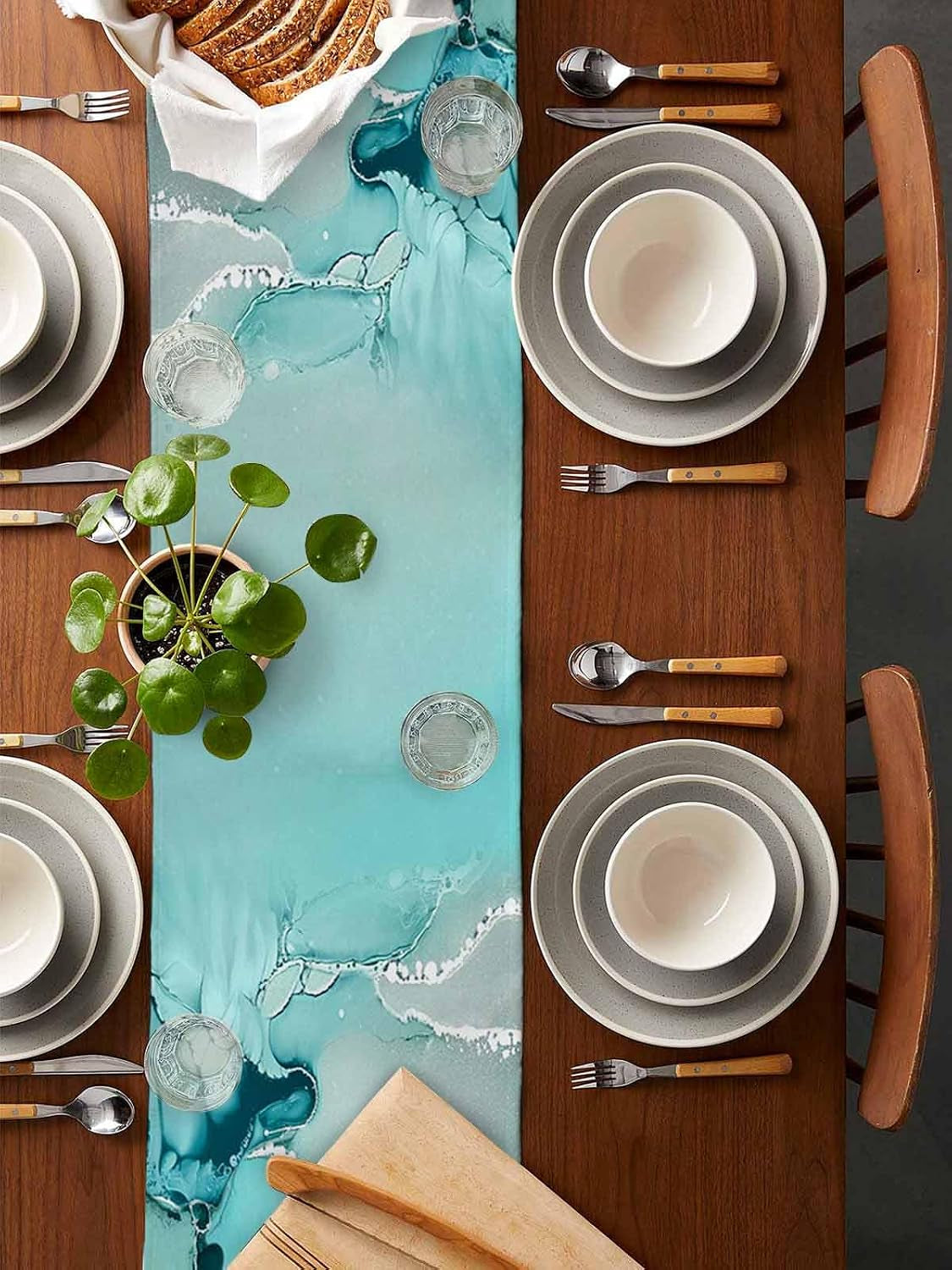 marble-turquoise-teal-aqua-table-runner-108-inches-long-cotton-linen-modern-kitchen-dinner-dining-table-runners-decor-long-dresser-scarf-burlap-tablerunner-for-coffee-dining-party-wedding-table