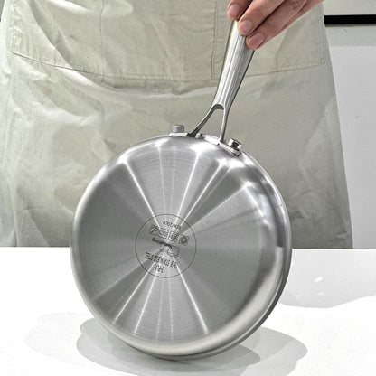 Tri-Ply Stainless Steel Frying Pan 8 Inch Small Skillet for Chef'S Cooking Pan Induction Oven Dishwasher Safe, Compatible with All Cooktops up to 600℉ with Kitchen Tongs(Detachable Handle)4