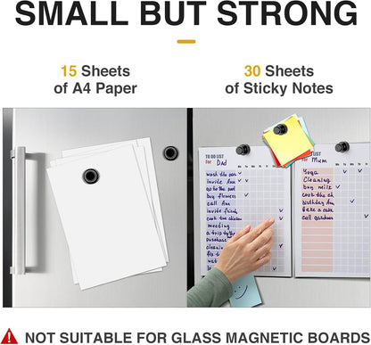 30Pcs Fridge Magnets Refrigerator Magnet Strong for Pictures, Black | Neodymium Magnetic Push Pin Magnets Heavy Duty for Office Classroom Locker Whiteboard and Map Magnet4
