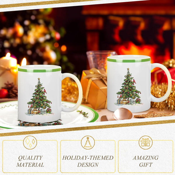 12 Pcs Christmas Tree Dinnerware Service for 4 Melamine Plates Ceramic Mug3