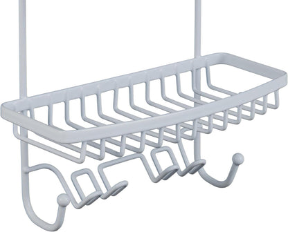 Shower Head Caddy, Suction Cup Backing, 2 Tier Shelving & 6 Accessory Hooks, White (23386-WHITE)4
