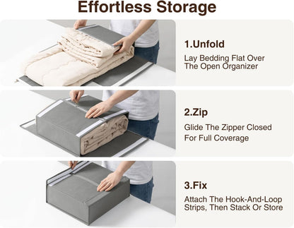 Bed Sheet Organizers and Storage 6 Pack - Foldable Sheet Holder, Linen Closet Organizer Box for Sheets Set, Bedding, Blankets, Towel (King & Queen Size), Grey8