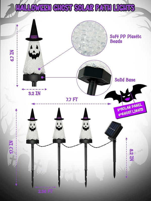 6 Pack Halloween Decorations Outdoor, Solar Ghost Pathway Lights Waterproof4