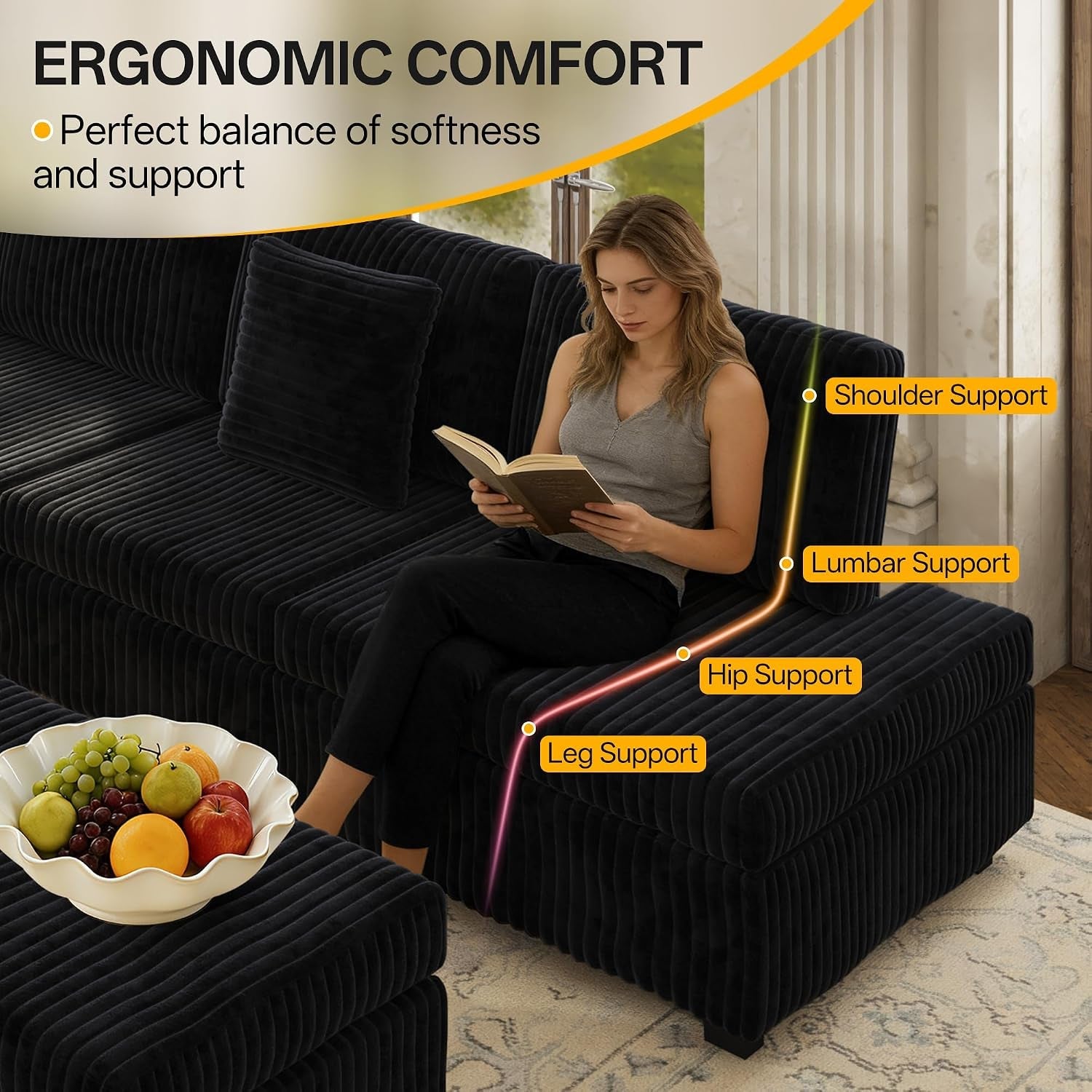 110-l-shaped-oversized-plush-corduroy-modular-sectional-sofa-with-pull-out-bed-convertible-6-seater-sleeper-couch-bed-with-1-ottomans-usb-cup-holders-easy-assembly-for-living-room-black