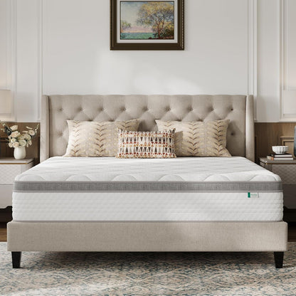 Queen Mattress, 12 Inch Hybrid Mattress Queen with Comfort Foam|Innerspring Pillow Top Mattresses in a Box, Pressure & Pain Relief, Soft Feel but Supportive, Certipur-Us1