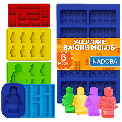 6 Pcs Robot & Bricks Silicone Molds for Chocolate and Candy | Chocolate Molds for Baking, Ice, Gummy & Cake Decorating; Non-Stick; Heat-Resistant; Dishwasher Safe; for Themed Party Treats1