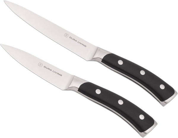 2-Piece Kitchen Knife Set – Ultra Sharp Precision German Stainless Steel Blades, 5” Utility & 3.5” Paring Knife with Ergonomic Handles, Multipurpose for Slicing & Peeling, Black Handle1