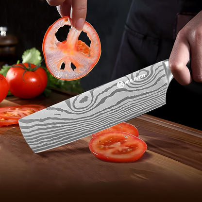 Nakiri Knife - 7" Razor Sharp Meat Cleaver Knife, Multipurpose Veggie Cutting Chef Knife for Home and Kitchen, Made Ofhigh Carbon Steel Japanese with Pakkawood Handle, Gift Box Included5