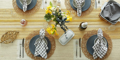 Farmhouse Braided Stripe Table Runner Collection, 15X72 (15X77, Fringe Included), Honey Gold6