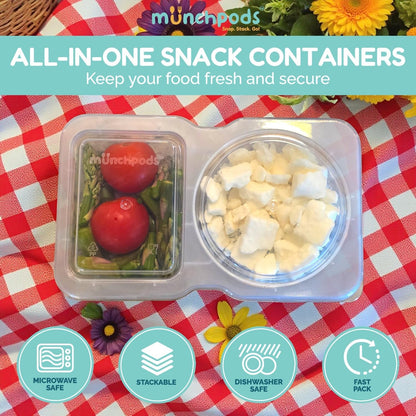 Reusable Snack Containers with Lids 20 Pack (40 Pieces) Portion Control, Snack Pack Containers 2 Double Compartment Snack Containers for Kids on the Go Meals, Camping Snack Tray Prep4