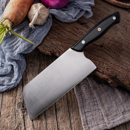 Meat Cleaver, 7 Inch Slicing Knife 9Cr18Mov 3 Layers Clad Steel Blade Kitchen Knives Wooden Handle Handmade Cooking Tools6