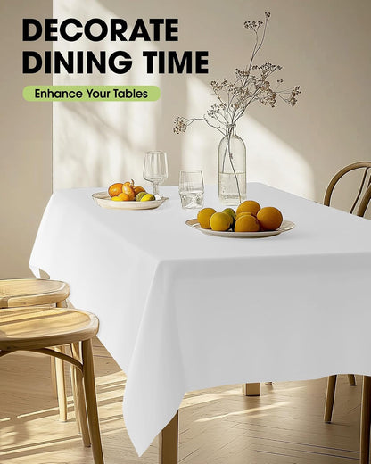 Polyester Tablecloth 60" X 102" Reusable Washable 2 Pack White | Durable, Rectangle, for Outdoor Party, Picnic, Wedding, Banquet, Birthday4