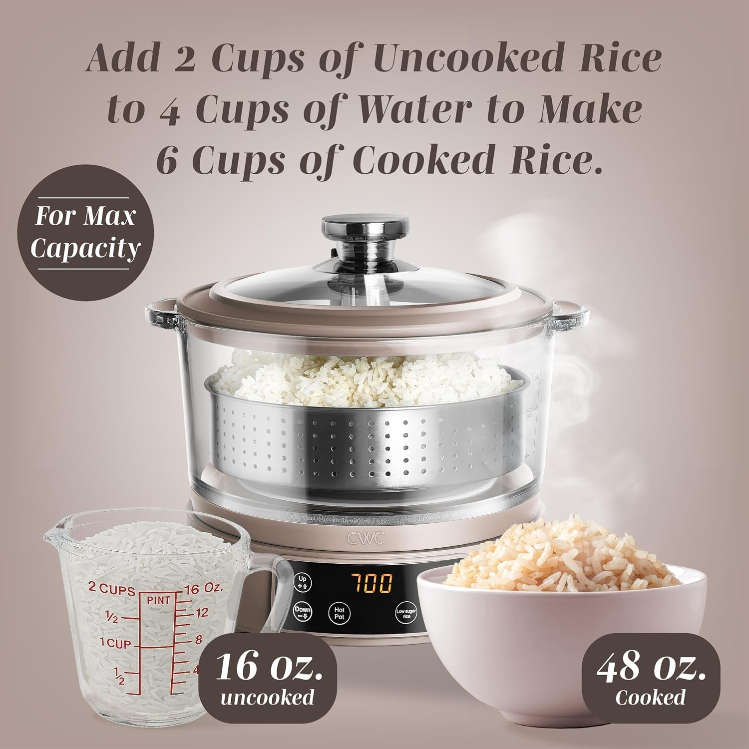 glass-mini-low-carb-rice-cooker-holds-2-cups-raw-makes-6-cups-cooked-with-auto-lift-filter-basket-hotpot-steamer-for-rice-grains-digital-panel-with-keep-warm-goat-mink