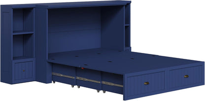 Queen Size Murphy Bed with Bedside Tables & 3 Storage Drawers9