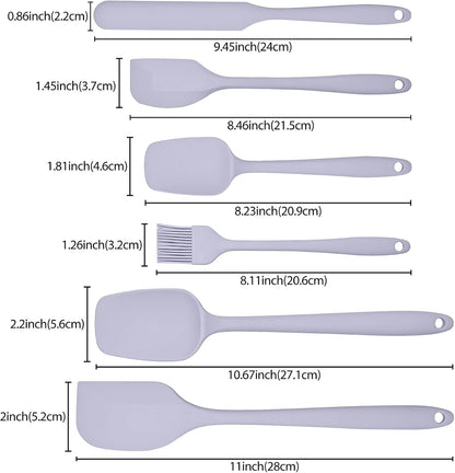 6 Pieces Silicone Spatula Set, Rubber Spatulas Silicone Heat Resistant Spatula Set for Kitchen Use, Food Grade Rubber Spatula with Ergonomic Grip, Cooking, BPA Free Dishwasher Safe(Purple)3