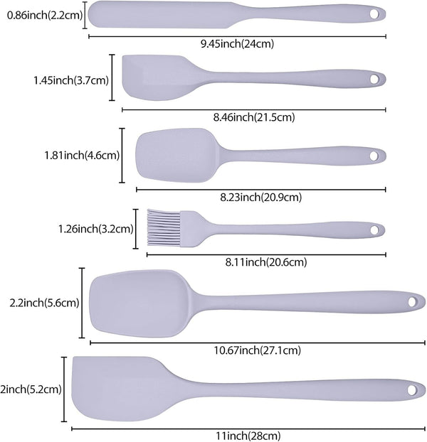 6 Pieces Silicone Spatula Set, Rubber Spatulas Silicone Heat Resistant Spatula Set for Kitchen Use, Food Grade Rubber Spatula with Ergonomic Grip, Cooking, BPA Free Dishwasher Safe(Purple)3
