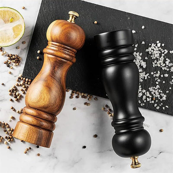 Vintage Wooden Pepper Grinder, Adjustable Manual Spice Mill with Ceramic Core for Peppercorns Sea Salt, Wood & Black Optional5
