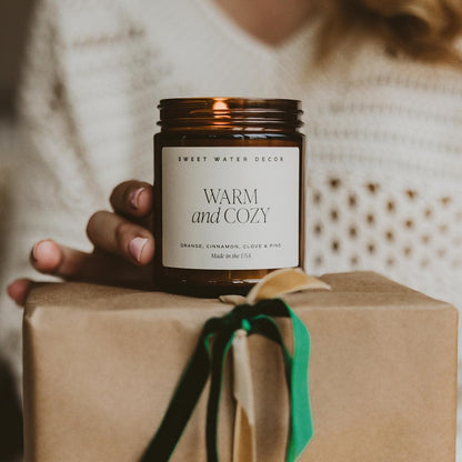Warm & Cozy Candle, 9Oz Amber Glass Jar, Winter Scents6