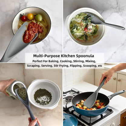 Silicone Spatula Tongs and Basting Brush Set, 3-Piece 11.4 Inch Heat Resistant Kitchen Utensils, Dishwasher Safe, Non-Scratch for Cooking, Baking, Serving, Gray3