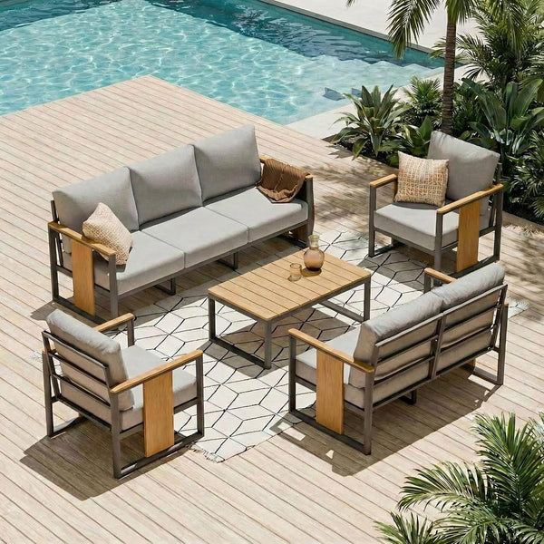 Outdoor Aluminum Patio Furniture Coffee Table All-Weather Outdoor Patio Sofa, Patio Sectional Furniture for Porch, Balcony, Deck, Backyard3
