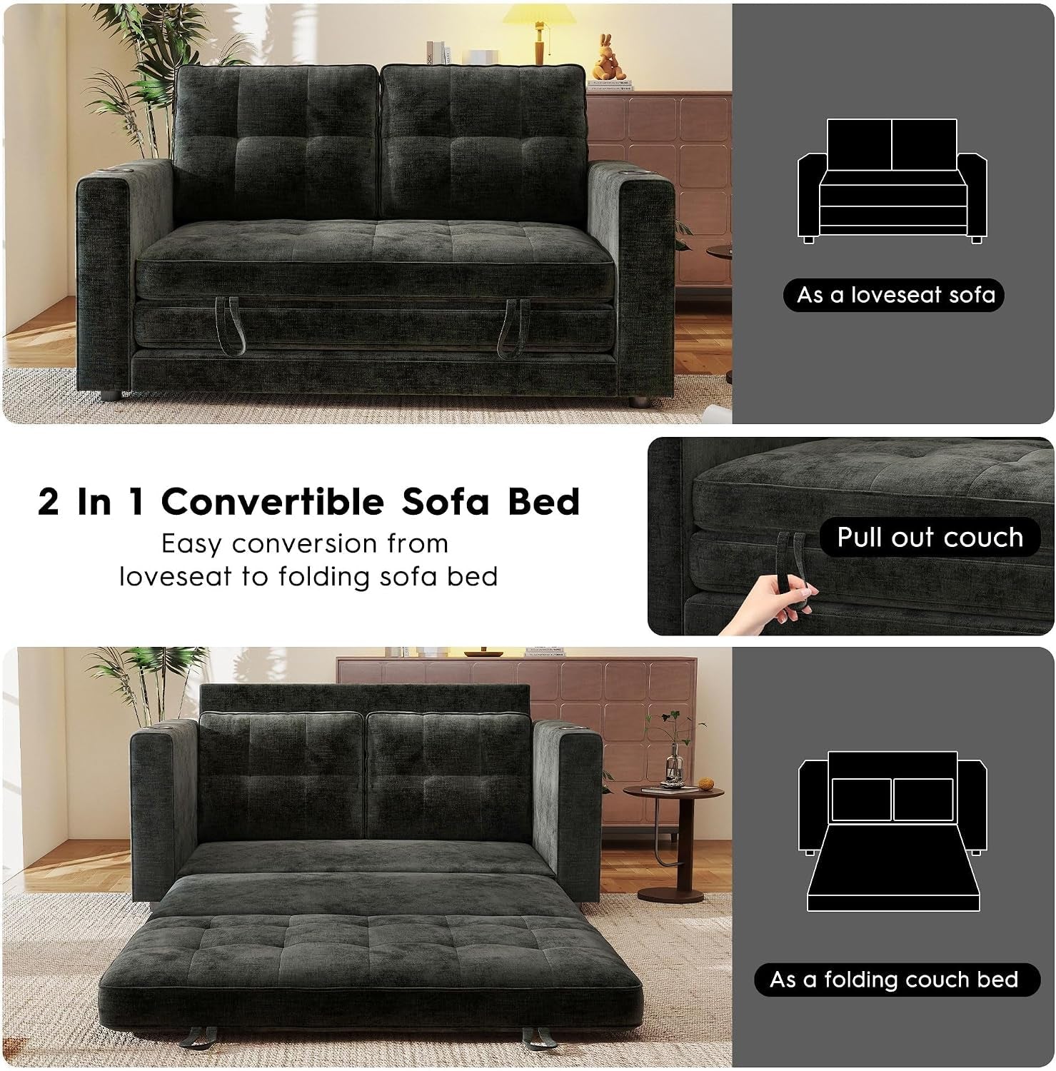 55-convertible-folding-sofa-bed-pull-out-couch-love-seat-sleeper-bed-small-fold-out-loveseat-sleeper-with-cup-holder-and-pillow-for-small-space-bedroom-lounge-dorm-living-roomblack-chenille