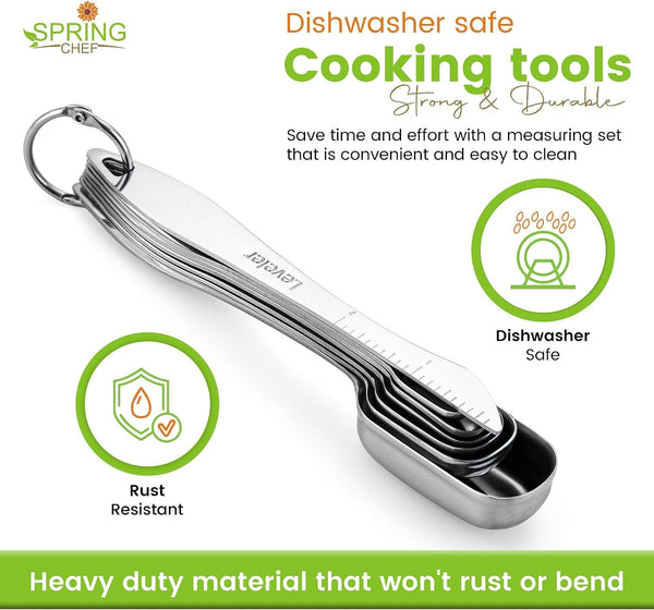 Stainless Steel Measuring Cups and Spoons Set of 14 W/Leveler8