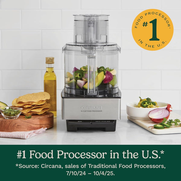 Food Processor, 14-Cup Vegetable Food Chopper for Mincing, Dicing, Shredding, Puree & Kneading Dough, 720-Watt Motor, Stainless Steel, DFP-14BCNY | Mince, Dice & Shred with This Stainless Steel Food Processor, 1 Blade, 2 Discs, Dishwasher-Safe Parts, DFP-14BCNY4