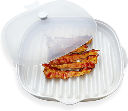 Microwave Bacon Cooker Tray, Splatter Lid, 1 Silicone Mat, Bacon Grill | BPA Free, Make Crispy in Minutes, Microwave Bacon Maker, Length:9Inch1