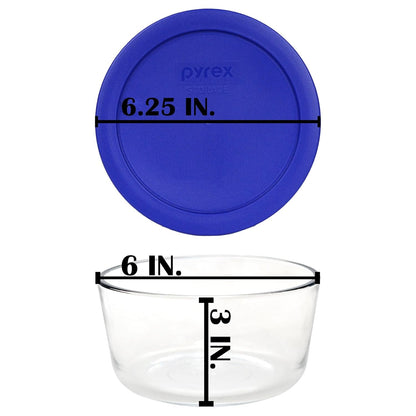 7201 (4-Cup) Glass Bowls & Cadet Blue Lids (4-Pack) - Made in USA2