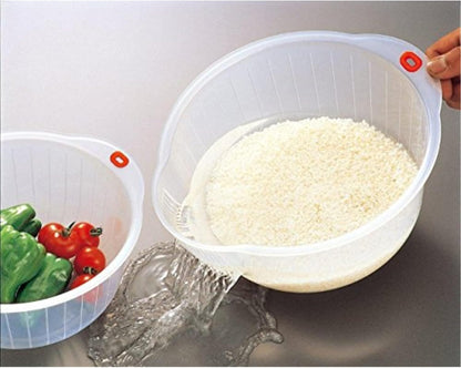 Plastic Japanese Rice Washing Bowl with Strainer, 2 Quart | Strainer3