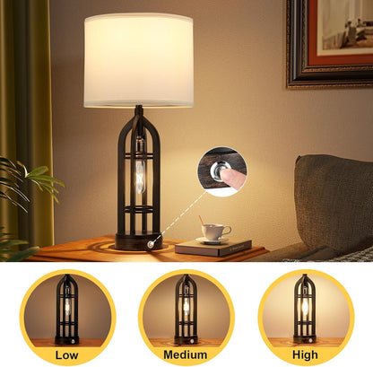 Table Lamps for Living Room, 3 Way Dimmable Farmhouse Lamp Set of 22