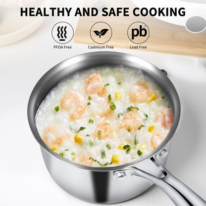 3 Ply Stainless Steel Saucepan with Lid, 3 Quart Multipurpose Cooking Pot, Stay-Cool Handle, Induction Oven Dishwasher Safe, 3 QT5