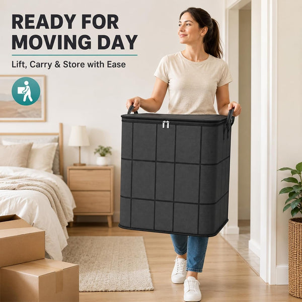 Peachloft Storage Bins, Extra Large Zippered Fabric Moving Bags with Reinforced Handles, Heavy Duty Closet Organizers for Bedding, Quilts, Clothes and Sweaters，1：180L6