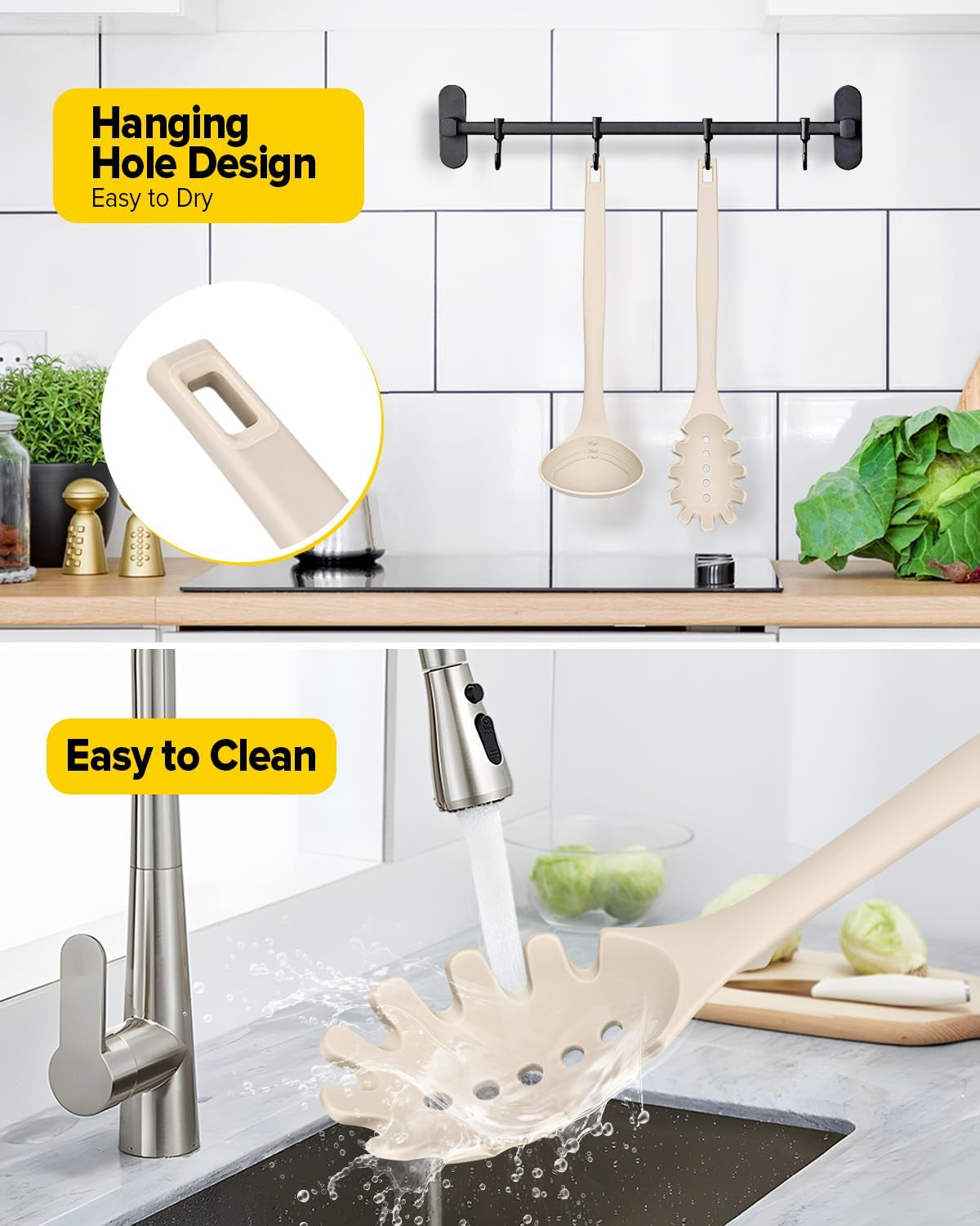 silicone-pasta-fork-and-soup-ladle-set-heat-resistant-non-stick-kitchen-utensils-with-back-hooks-suitable-for-cooking-stirring-serving-spaghetti-soup-saucekhaki