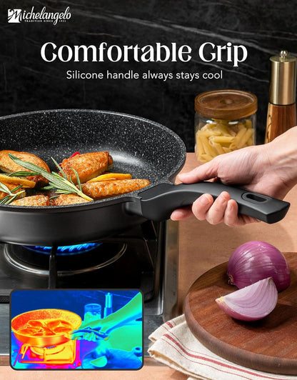 Nonstick Frying Pan - 8-Inch Non Stick Small Frying Pan with Silicone Handle | Easy to Clean, All Stovetops Compatible, Durable for Use4