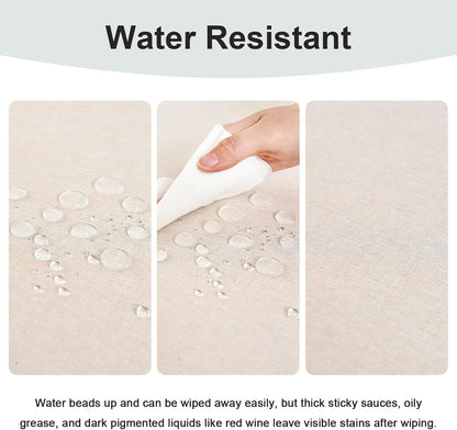 Oval Tablecloth 60 X 84 Inches Faux Linen Water Resistant3