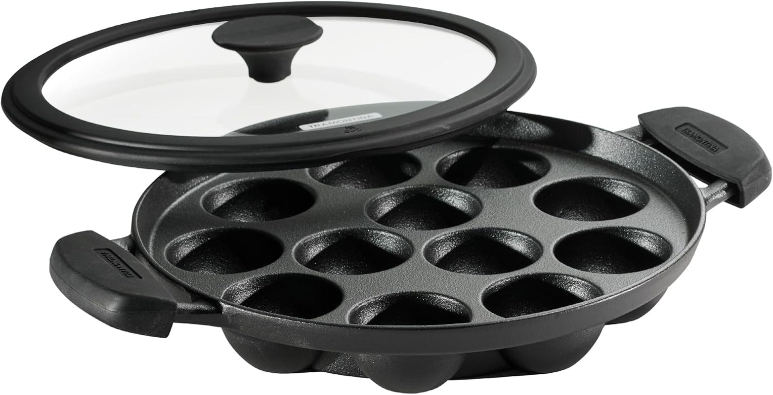 utsava-pre-seasoned-cast-iron-12-hole-appam-pan-appe-pan-with-lid-great-for-paniyaram-takoyaki-and-more