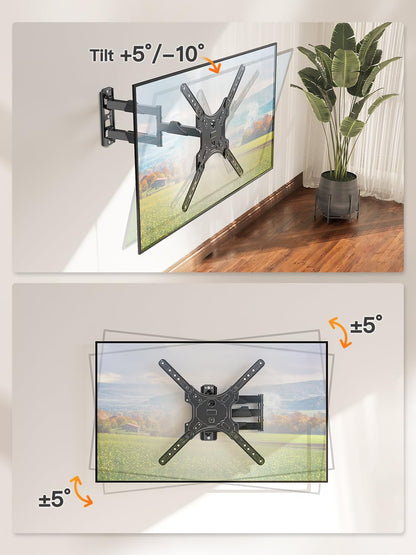 Full Motion TV Wall Mount for 26-60" Tvs, Max VESA 400X400, 77 Lbs. | Swivel & Tilt Articulating Arms, Single Stud Center Mount, Compatible with Corner Installation for Home Flat Tvs4