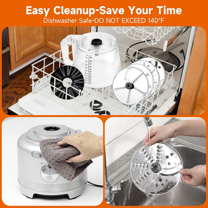16 Cup Food Processor Large, 9-In-1 for Home Kneader, French Fries | Multifunctions for Cheese Grating, Salad Veggie Chopper/ Slice/Julienne, Shred Large Family Week Meal Prep, Dishwasher Safe8