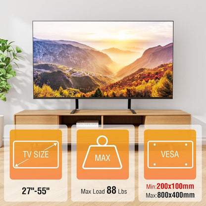 Universal Table Top TV Stand for Most 27-55 Inch Flat/Curved Tvs | TV Base Height Adjustable Legs Stand, Replacement TV Feet Holds up to 88Lbs, Max VESA 800X400Mm2
