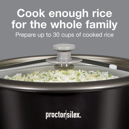 Rice Cooker & Food Steamer, 30 Cups Cooked (15 Cups Uncooked) | Includes Steam and Rinsing Basket , Measuring Cup & Spatula | Easy 1 Touch Controls | Black | 37555MN2