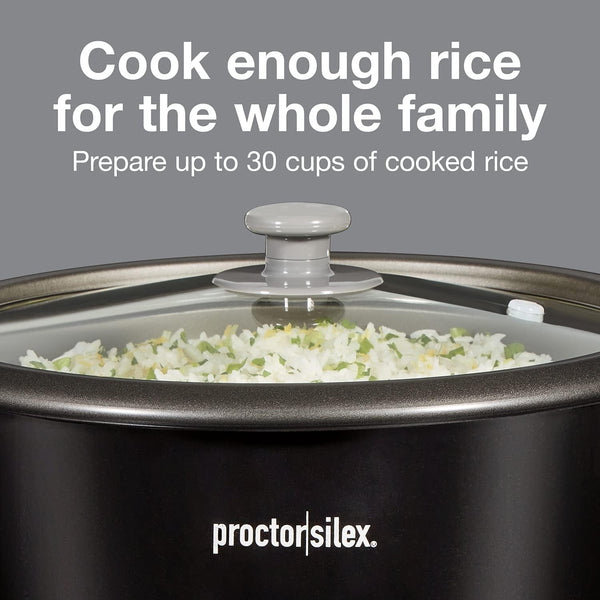 Rice Cooker & Food Steamer, 30 Cups Cooked (15 Cups Uncooked) | Includes Steam and Rinsing Basket , Measuring Cup & Spatula | Easy 1 Touch Controls | Black | 37555MN2