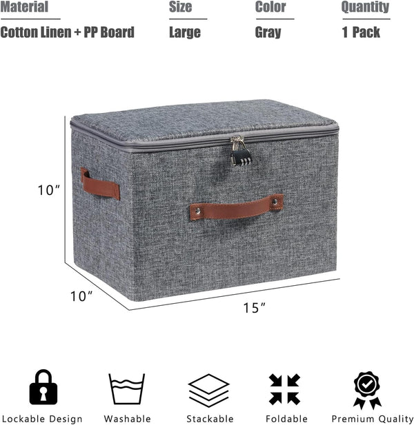 Lockable Storage Bins Box with Zipper Lid Combination Lock4