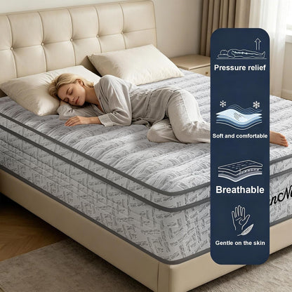 Queen Size Mattress 12 Inch (5 Star Hotel-Level Luxury) Hybrid Queen Mattress in a Box, Cooling-Gel Memory Foam & Pocket Springs for Motion Isolation,Medium Firm,Back Pain,Edge Support,365-Night Trial6