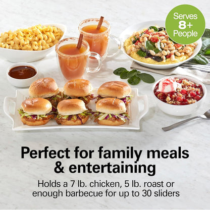 7 Quart Set & Forget Portable Programmable Slow Cooker | 15 Cooking Options with 5 Time and 3 Heat Functions | Lid Latch | Dishwasher Safe Stoneware Crock & Glass Lid | Black | 336704
